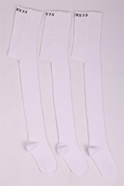 مجموعة جوارب طويلة للأطفال من ديربيلي مكونة من 3 قطع باللون الأبيض