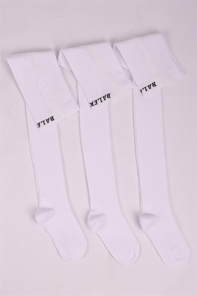 مجموعة جوارب طويلة للأطفال من ديربيلي مكونة من 3 قطع باللون الأبيض