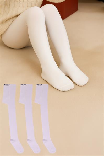 مجموعة جوارب طويلة للأطفال من ديربيلي مكونة من 3 قطع باللون الأبيض