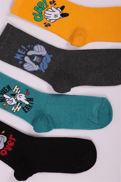طقم جوارب للأولاد منقوشة مكون من 4 قطع ASORTI