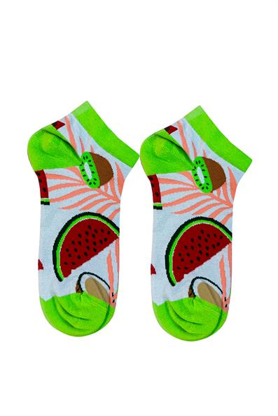 جوارب منقوشة باللون الرمادي والبطيخ الكيوي