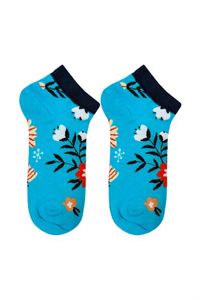 جوارب منقوشة، جوارب، زهور زرقاء اللون