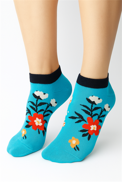 جوارب منقوشة، جوارب، زهور زرقاء اللون