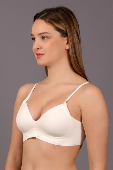 بدون خياطة، غير مبطن، مغطى، بدون أسلاك، خصر متقاطع، حمالة صدر أساسية من نوع B Cup EKRU