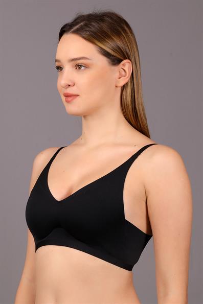 حمالة صدر أساسية مبطنة بدون خياطة، بدون أسلاك، بدون علامات B Cup باللون الأسود