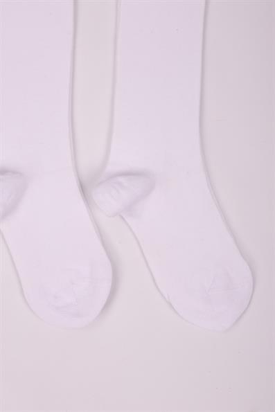 جوارب بناتي مكونة من 3 قطع تحت الركبة باللون الأبيض