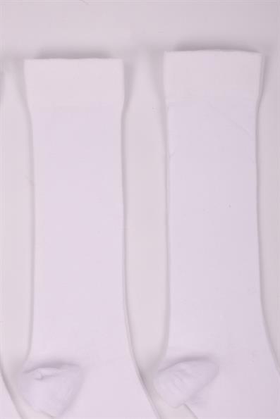 جوارب بناتي مكونة من 3 قطع تحت الركبة باللون الأبيض