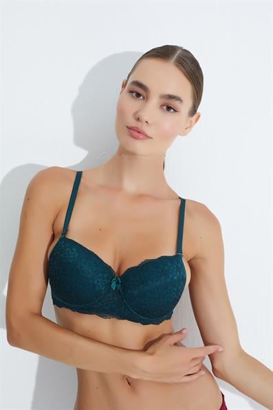 حمالة صدر مبطنة من الدانتيل باللون الأخضر الداكن