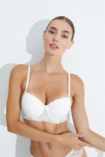 حمالة صدر دانتيل غير مبطنة باللون الأبيض