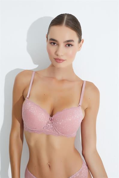 حمالة صدر دانتيل غير مبطنة بكأس B باللون الوردي