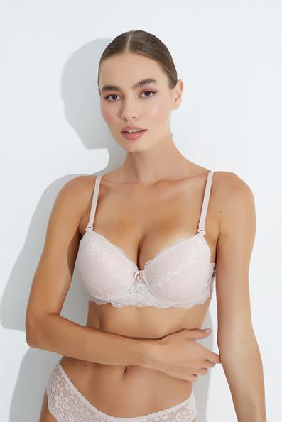 Non-Padded B Cup Lace Bra POWDER
