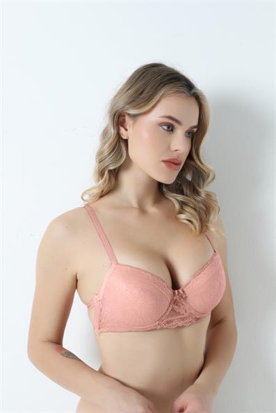 Dolgusuz B Cup Sırtı İki İpli Dantelli Sütyen GÜL