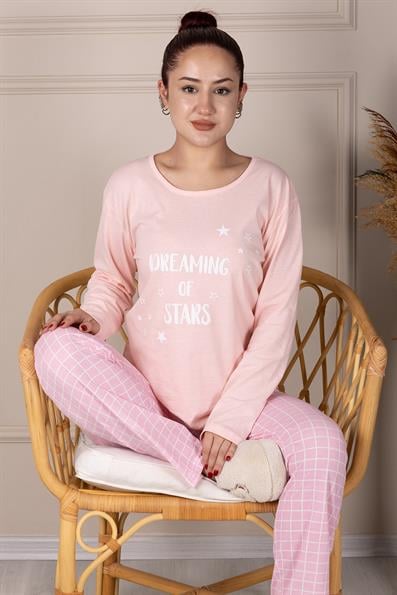 DREAMİNG OF STARS DESENLİ PİJAMATAKIMI PUDRA
