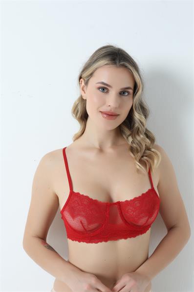 Fantezi Tül Dantel B Cup Sütyen KIRMIZI