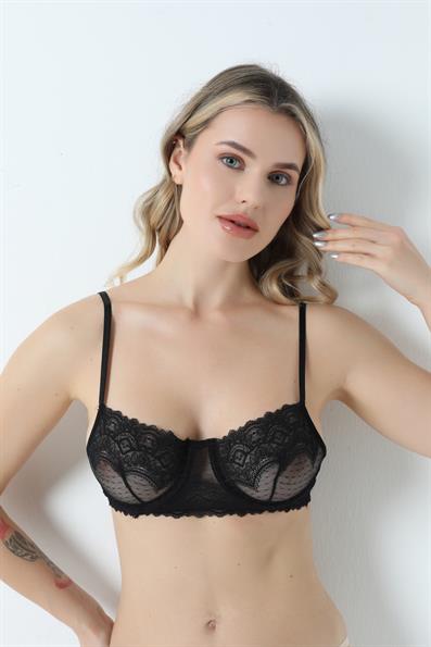 Fantezi Tül Dantel B Cup Sütyen SİYAH