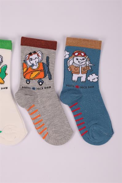 طقم جوارب للأولاد مكون من 4 قطع بنقشة فيل ASORTI