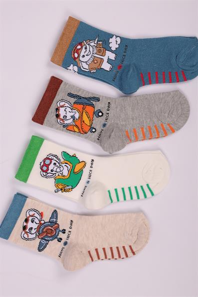 طقم جوارب للأولاد مكون من 4 قطع بنقشة فيل ASORTI