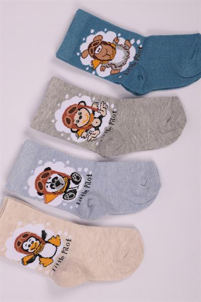 طقم جوارب للأولاد مكون من 4 قطع بأشكال حيوانات ASORTI
