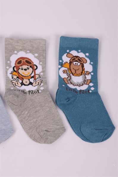 طقم جوارب للأولاد مكون من 4 قطع بأشكال حيوانات ASORTI
