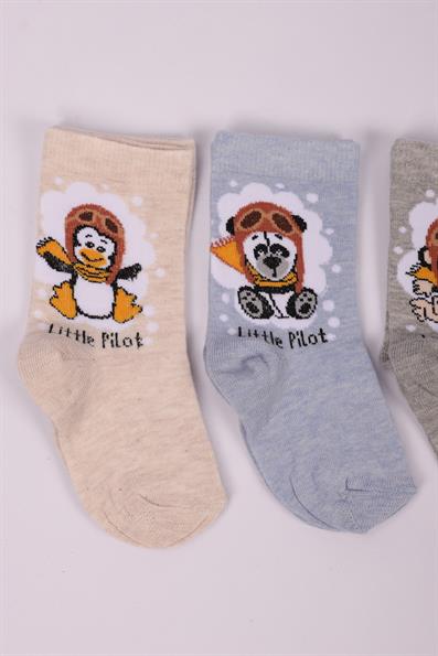 طقم جوارب للأولاد مكون من 4 قطع بأشكال حيوانات ASORTI