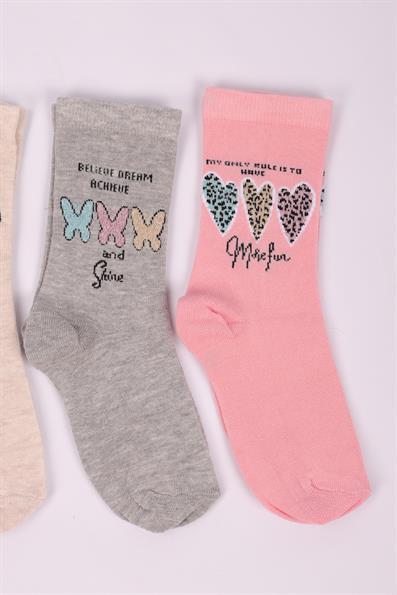 طقم من 4 جوارب بناتي منقوشة على شكل قلب ASORTI