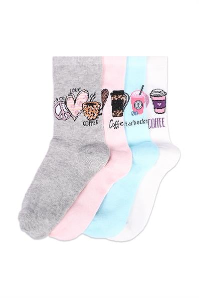 طقم من 4 جوارب بناتي منقوشة على شكل قلب ASORTI