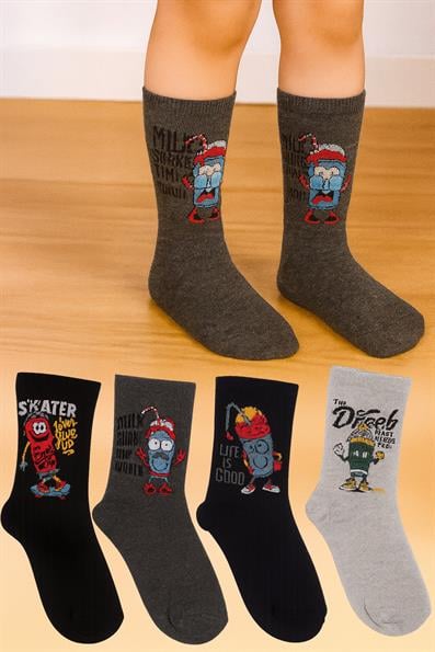 مجموعة شخصيات مكونة من 4 جوارب للأولاد ASORTI