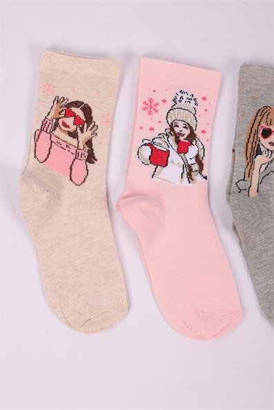 مجموعة شخصيات مكونة من 4 جوارب للفتيات ASORTI