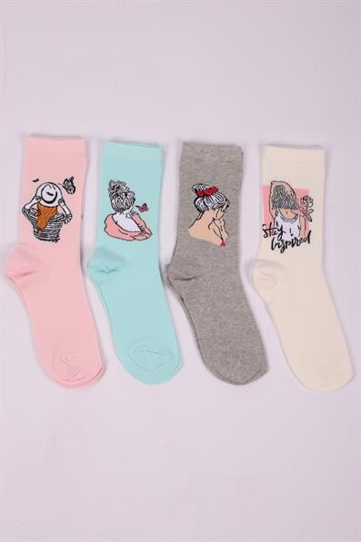 مجموعة شخصيات مكونة من 4 جوارب للفتيات ASORTI