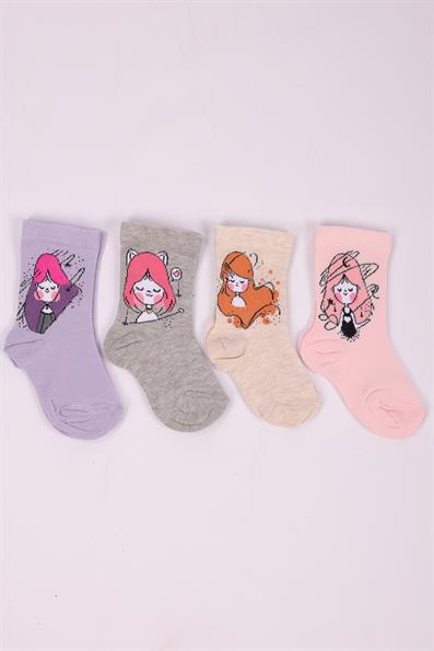 مجموعة شخصيات مكونة من 4 جوارب للفتيات ASORTI