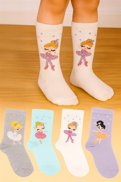 مجموعة شخصيات مكونة من 4 جوارب للفتيات ASORTI