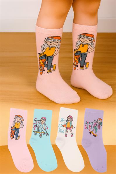 مجموعة شخصيات مكونة من 4 جوارب للفتيات ASORTI