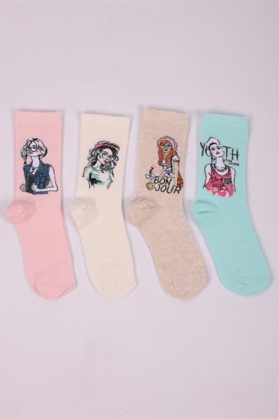 مجموعة شخصيات مكونة من 4 جوارب للفتيات ASORTI
