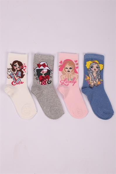 مجموعة شخصيات مكونة من 4 جوارب للفتيات ASORTI