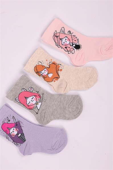 مجموعة شخصيات مكونة من 4 جوارب للفتيات ASORTI