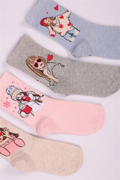 مجموعة شخصيات مكونة من 4 جوارب للفتيات ASORTI