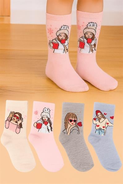 مجموعة شخصيات مكونة من 4 جوارب للفتيات ASORTI