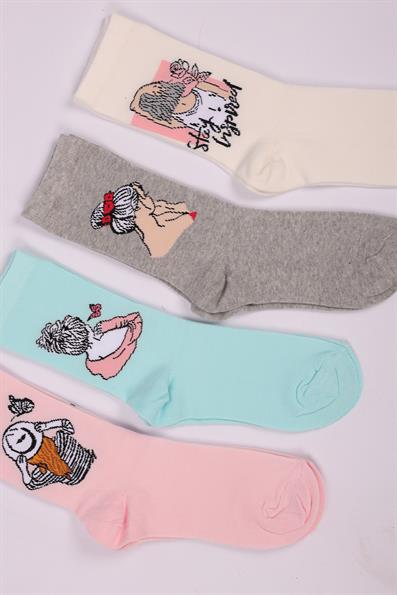 مجموعة شخصيات مكونة من 4 جوارب للفتيات ASORTI