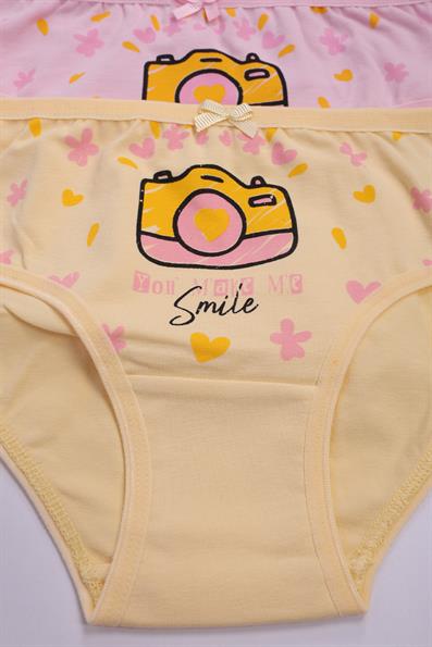 Kız Çocuk  6lı Likralı Desenli Baskılı Külot Seti