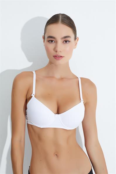 حمالة صدر أساسية بدون حشوة صغيرة باللون الأبيض