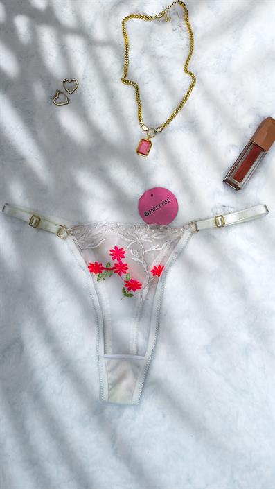 Tiny Flower Embroidered Bustier Set ECRU