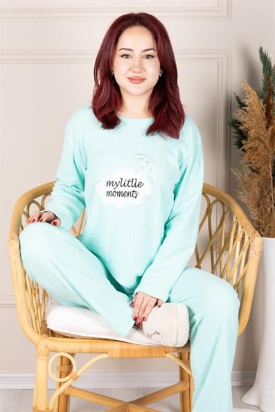 MY LİTLLE YAZILI RAPORLU UZUN KOL PİJAMA TAKIM MİNT