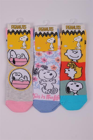 Peanuts 3lü Soket Çorap Seti ASORTİ