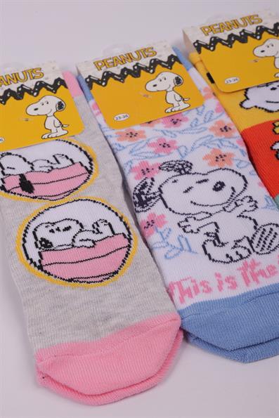 Peanuts 3lü Soket Çorap Seti ASORTİ