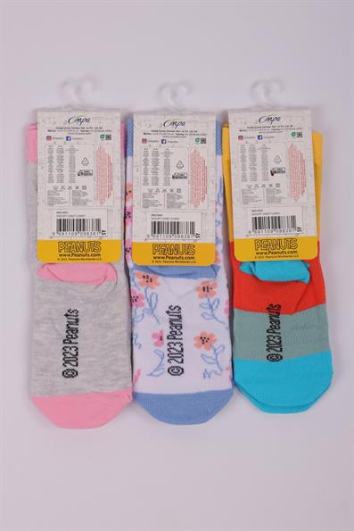 Peanuts 3lü Soket Çorap Seti ASORTİ