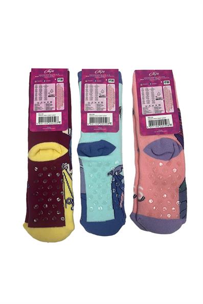 مجموعة مناشف مضادة للانزلاق لشخصيات الأميرة مكونة من 3 قطع من الجوارب ASORTI