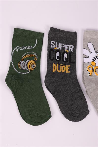 مجموعة من 4 جوارب للأولاد مع نص شعار ASORTI