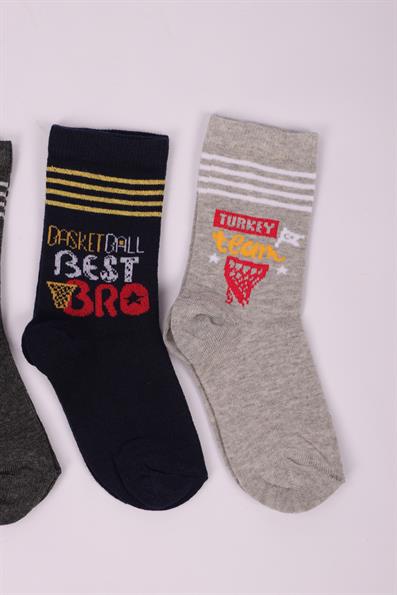 مجموعة من 4 جوارب للأولاد مع نص شعار ASORTI