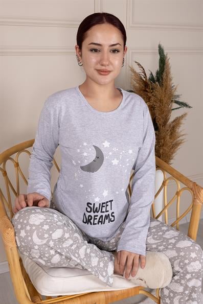 SWEET DREAMS PATTERNED PAJAMAS SET GREY