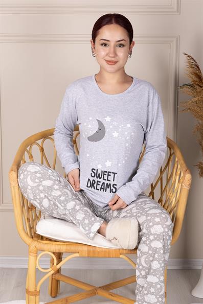 SWEET DREAMS PATTERNED PAJAMAS SET GREY